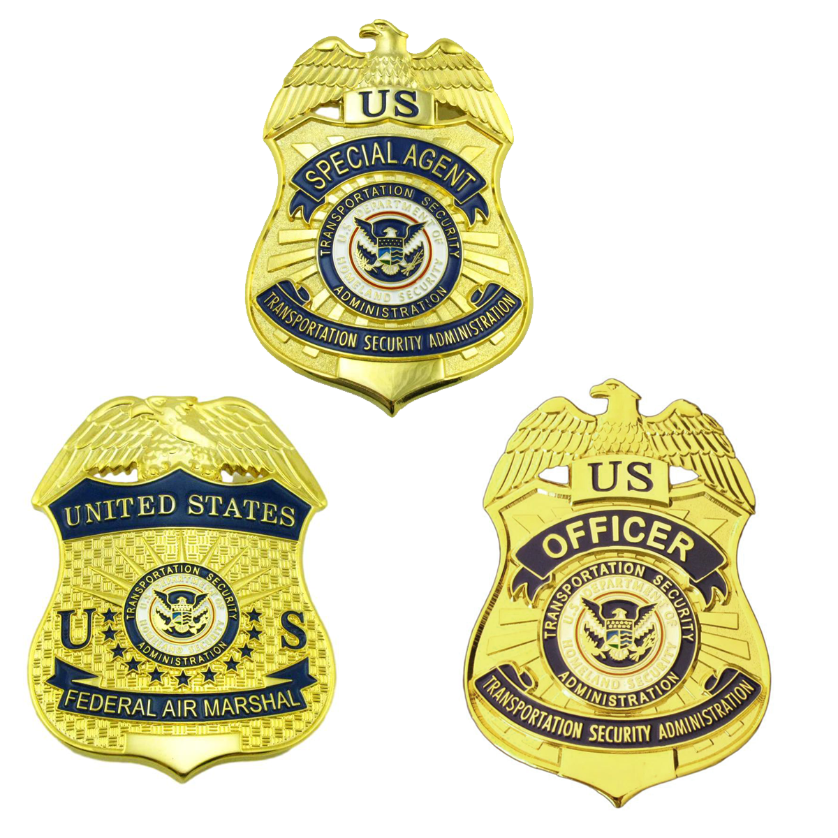 3 TSA U.S. Transportation Security Administration Badge Set Replica Movie Props