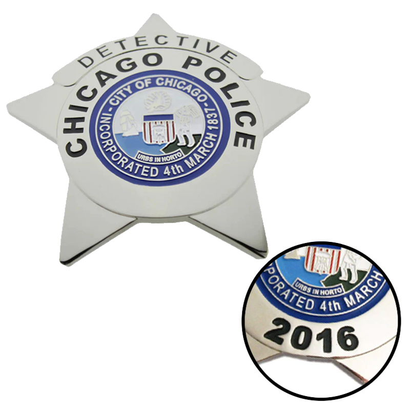 CPD Chicago Police Detective Badge Replica Movie Props Number Customizable