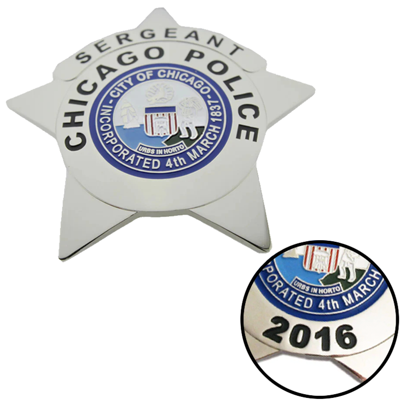 CPD Chicago Police Sergeant Badge Replica Movie Props Number Customizable