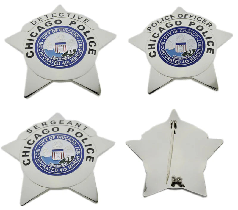 CPD Chicago Police Officer Detective Sergeant Badge Set Replica Movie Props