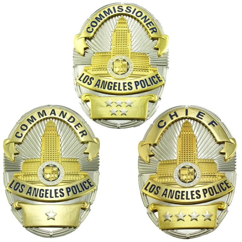 3 LAPD Los Angeles Police Badge Set Replica Movie Props