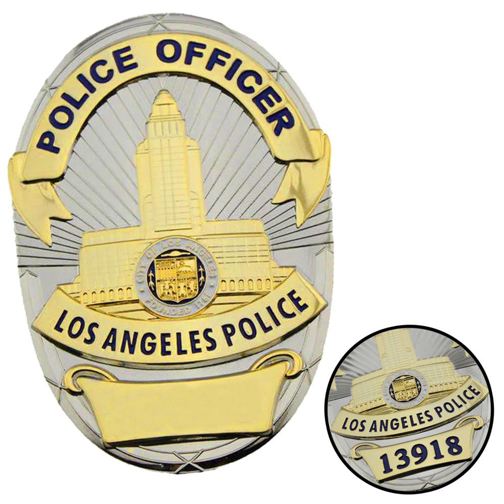 LAPD Police Office Los Angeles Police Badge Film Prop Customizable Number