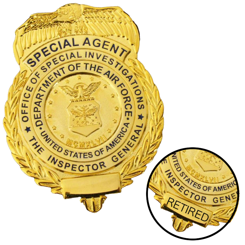 US AFOSI/OSI Air Force Office of Special Investigations Special Agent Replica Badge Movie Props Customizable Number