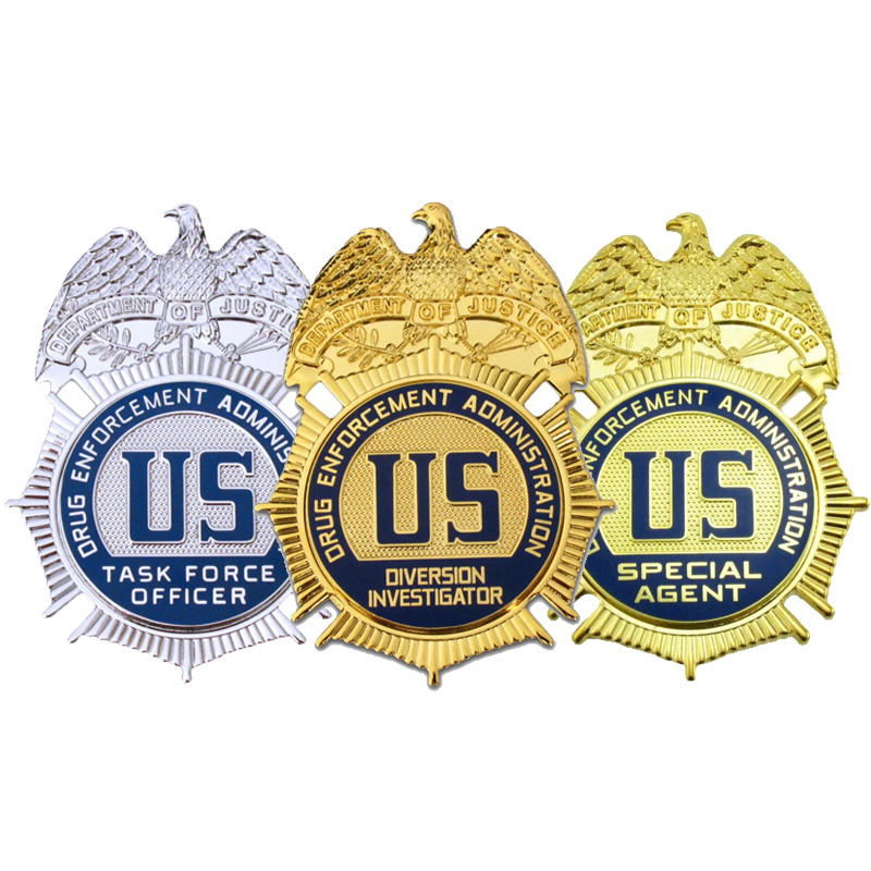 3 US DEA Police badge Set Replica Movie Props