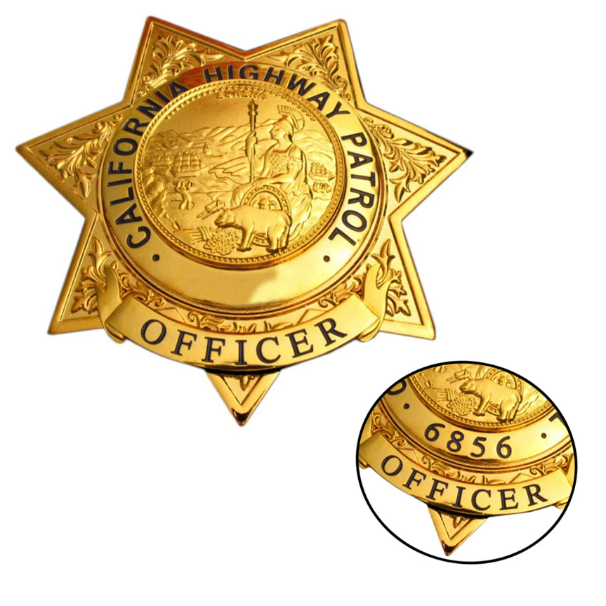 US CHP Officer California Highway Patrol Replica Badge Movie Props Customizable Number