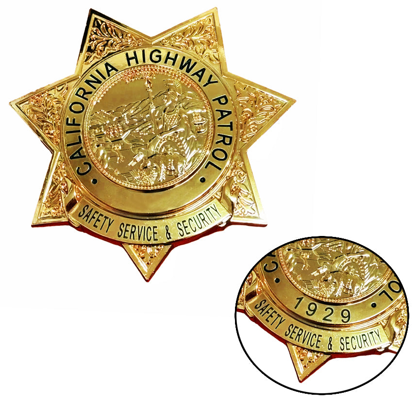 US CHP SAFETY SERVICE & SECURITY California Highway Patrol Badge Replica Movie Props Customizable Number