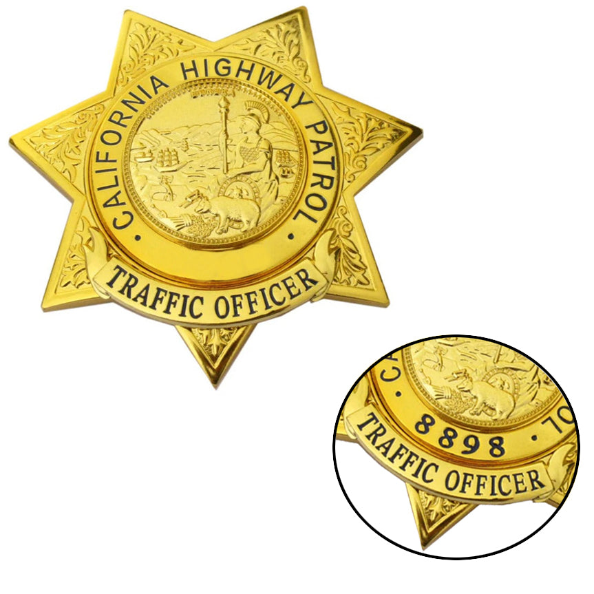 US CHP Traffic Officer Replica Badge Movie Props Customizable Number