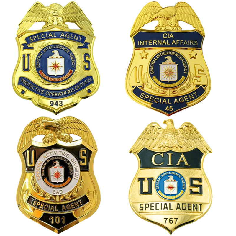 4 CIA Police Badge Set Replica Movie Props